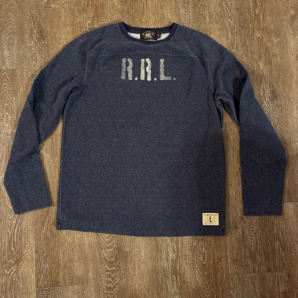 Ralph Lauren Double RL Navy Crewneck Sweatshirt with R.R.L. Chest Logo